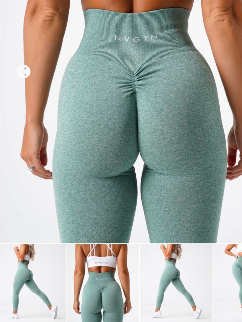 NVGTN Sage Green Scrunch Seamless Leggings S:S - Picture 2 of 8